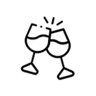 Two wine glasses clinking